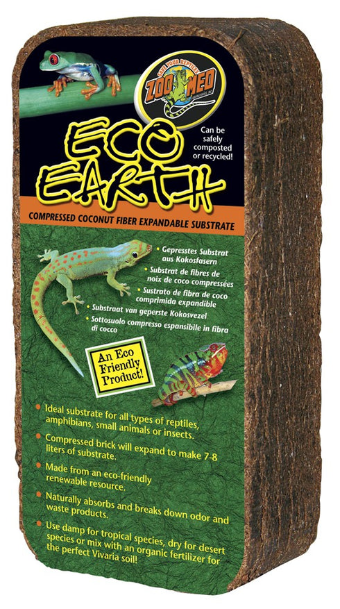 ZOO MED Eco Earth Coconut Fiber Substrate 1 Brick - Poudre Pet and Feed Supply
